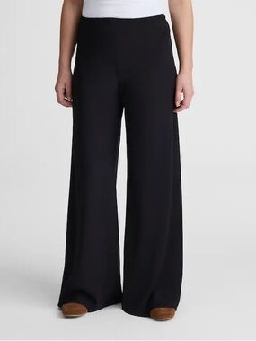 Madewell Pull-On Pants in Crepe wide leg elastic waist black NY506 Size XL NWT
